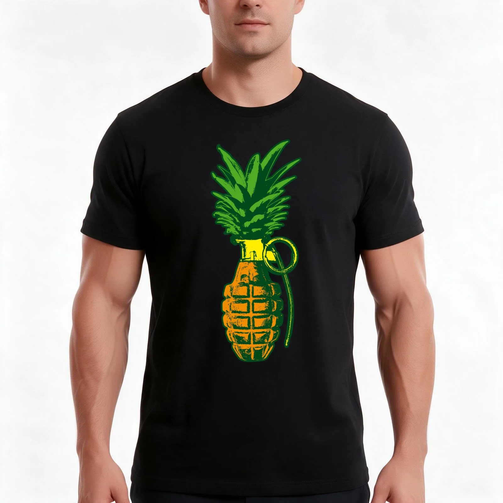 Pineapple Grenade Vintage Distressed Funny Summer Pop Art T-Shirt, Summer Casual Cotton Tee, Oversized Streetwear Tops