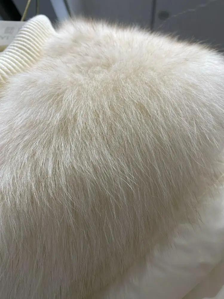 Nueva chaqueta de invierno para mujer, chaqueta holgada de piel de zorro para ir al trabajo, chaqueta de plumón de pato blanco
