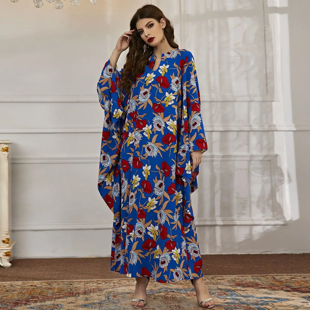 Muslim Robe 2025 Spring and Autumn New Clothing Middle Eastern Muslim Fashion Digital Printed Hooded Dress Elegant Robe Coat