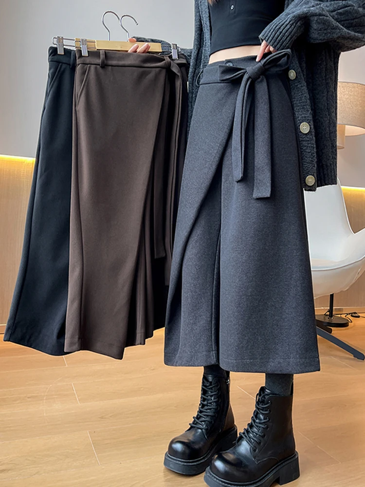 

High Waist Draped Woolen Wide Leg Casual Pants Women's Autumn Winter New Sle Slimming Small Size Eighteen Pants Curtain Pants