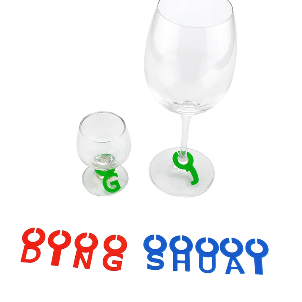 

52Pcs Wine Glass Identifier Set Alphabet Silicone Drink Markers for Parties Bars Ktv Events Easy Clean Red Green