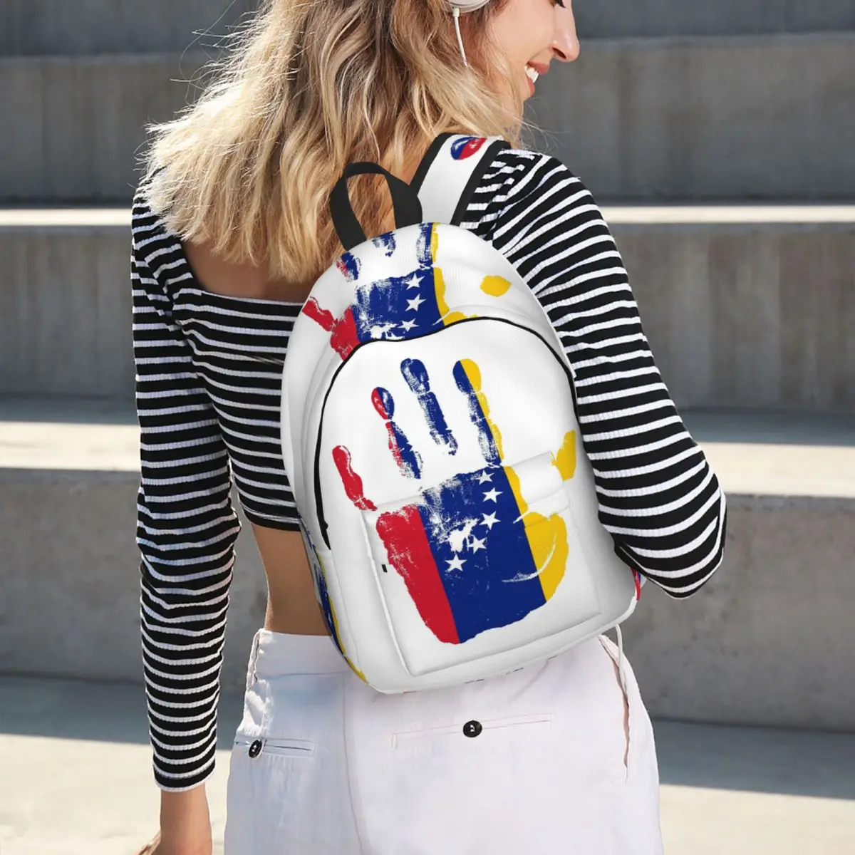 Hand Venezuela Flag Palm Student Backpack School Bag Hiking Travel Daypack for Boys Girls Fashion Bookbag Shoulder Bags