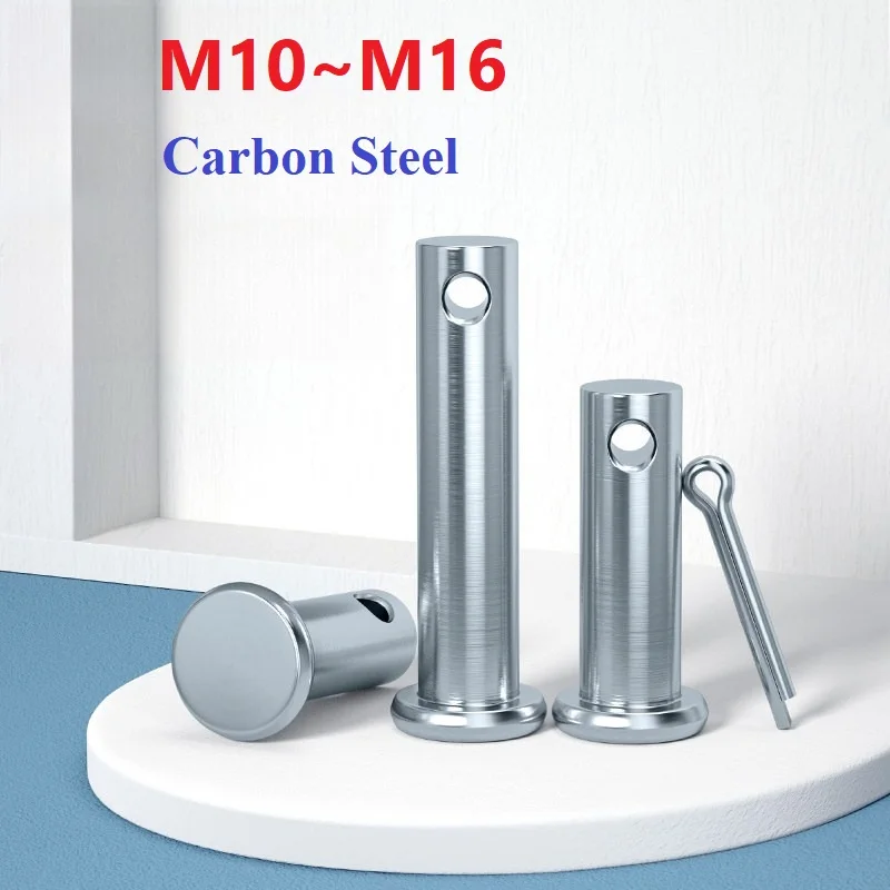 

Carbon Steel Axis Pin Flat Head Cylindrical Pin With Hole Dowel M10 M12 M14 M16 Shaft Cotter Positioning Pins