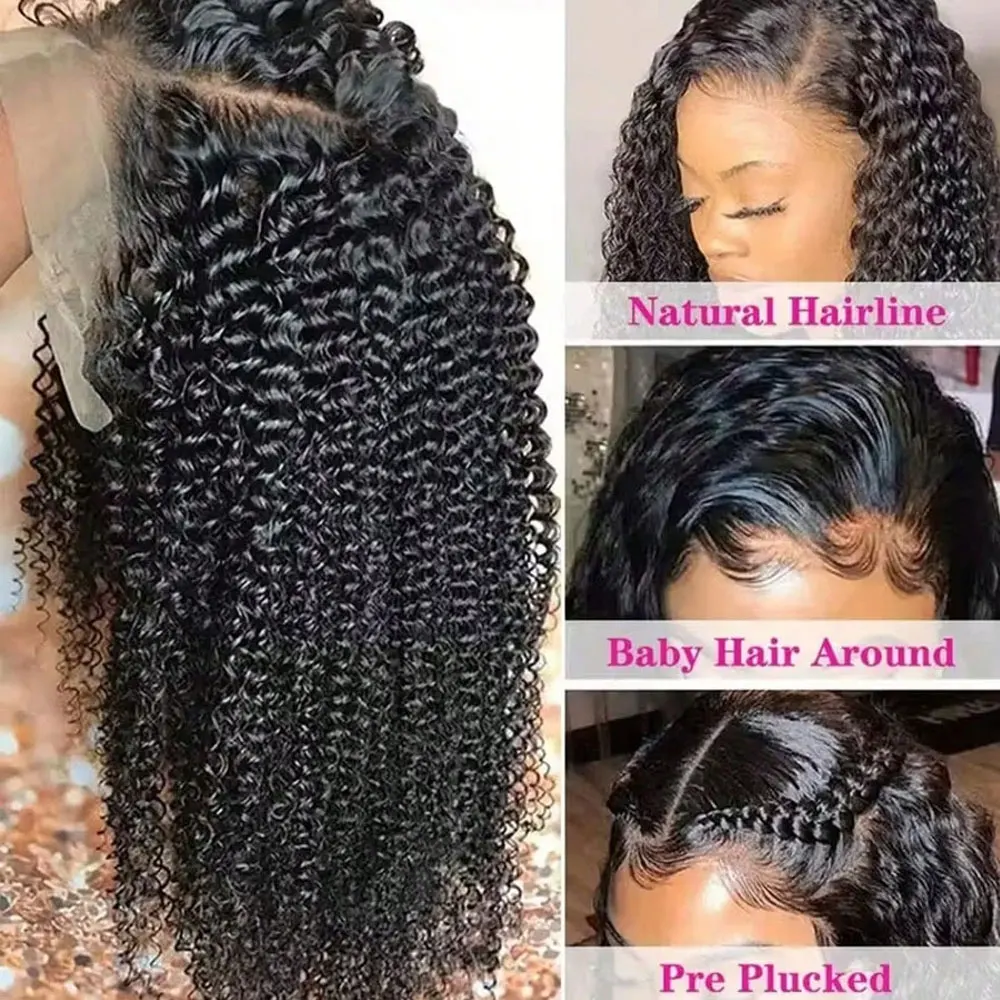 13x4 Jerry bouclés dentelle avant perruque 40 pouces profond crépus bouclés perruques de cheveux humains 250% 13X6 HD Transparent dentelle frontale perruque pour les femmes