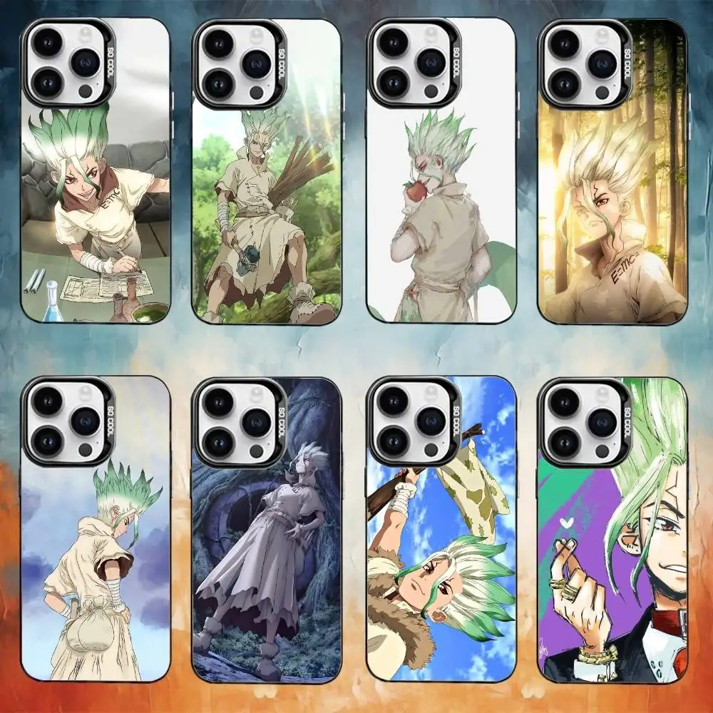 

1Senku Ishigami S-Stone Phone Case For iPhone17,16,15,14,13,12,11 Plus,Pro Max Black Candy Matte Shockproof Cover