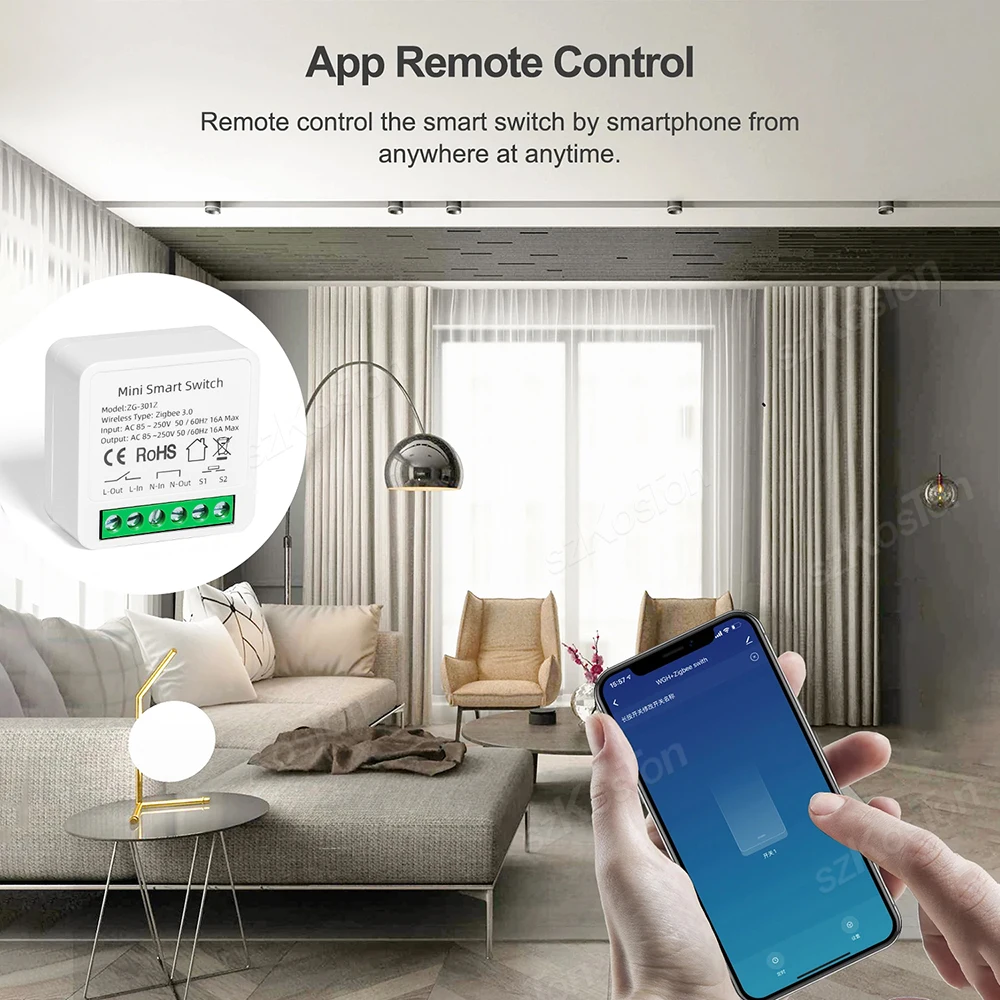 16A Tuya Zigbee3.0 สมาร์ทสวิทช์ MiNi DIY Breaker สนับสนุน 2Way Smart Life App รีโมทคอนโทรลสําหรับ HA 2MQTT Alexa Google