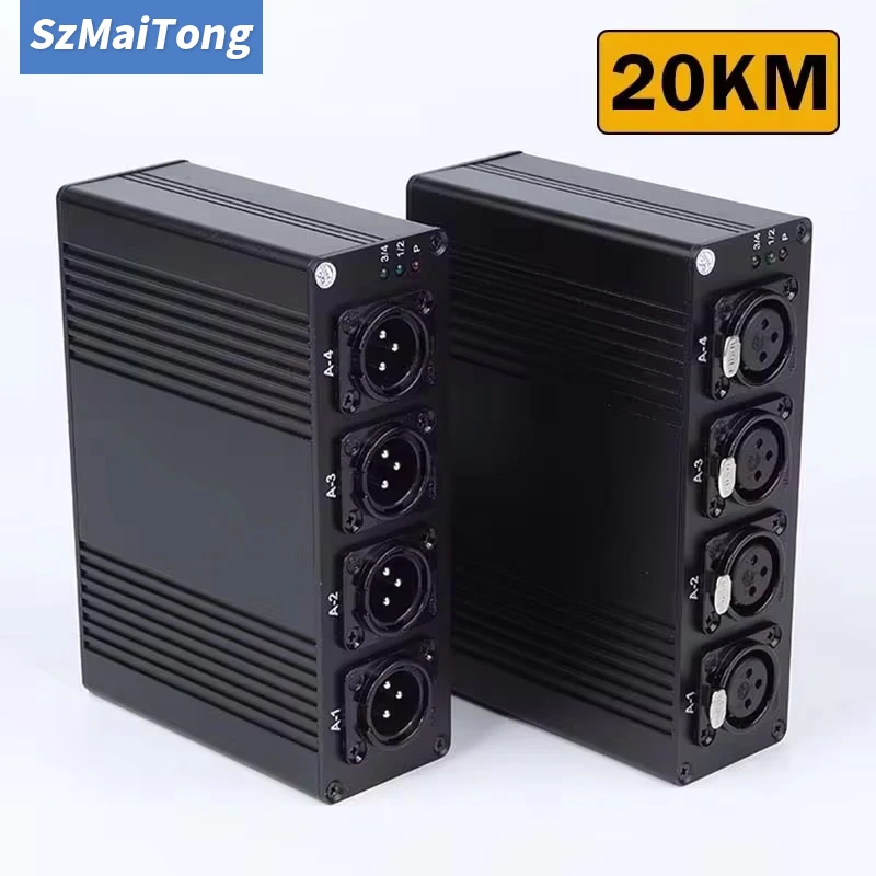 20Km 4 CH XLR Audio Fiber Extender over SC Fiber Optical Cable XLR Balanced Fiber Extender Transceiver Audio Extension Transmit