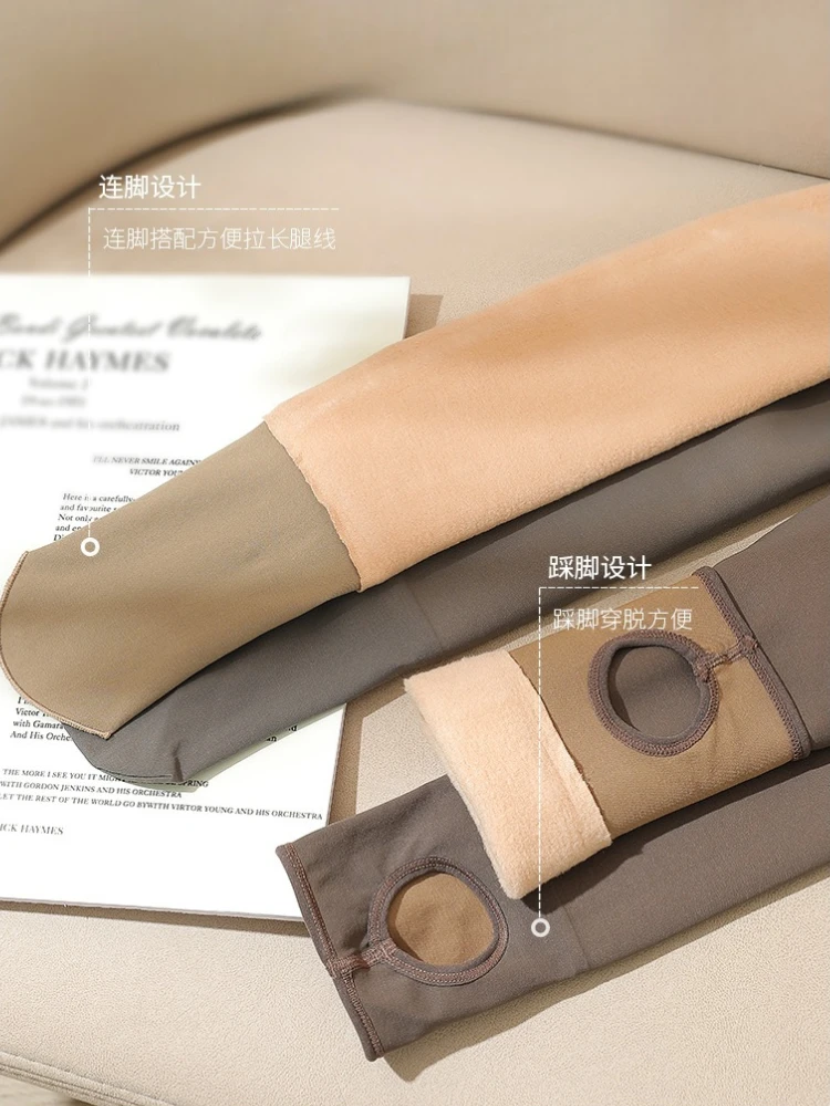 المرأة المخملية جوارب طويلة الخريف الشتاء سميكة مكافحة هوك طماق عارية للدفء والنمط Meia Calca Termica الأنثوية #5