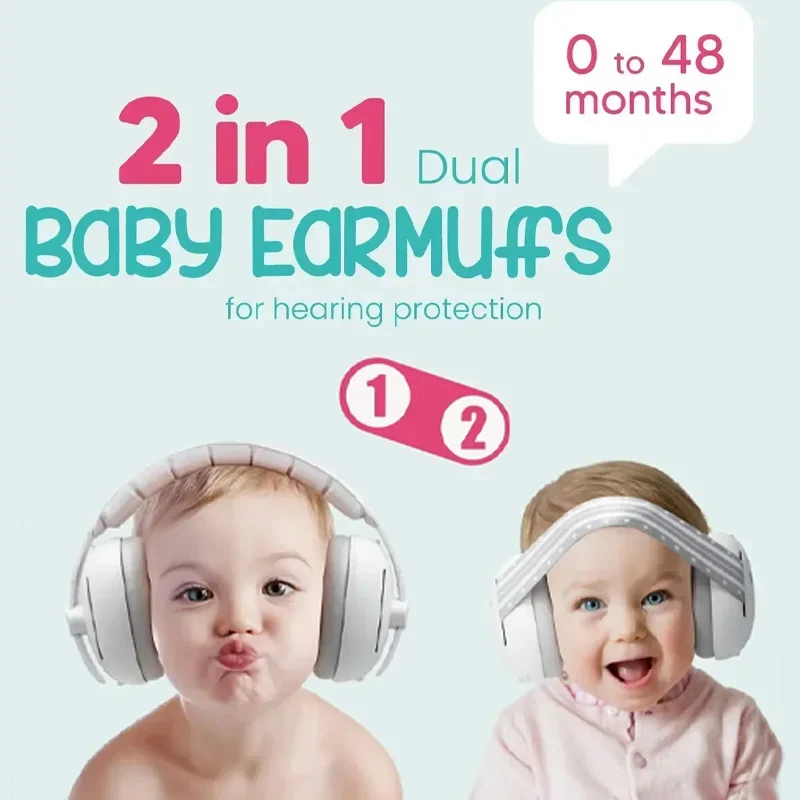 Baby Ear Protection Noise Cancelling Headphones 2-in-1 Convertible Design Noise Reduction Earmuffs for Infant Improves Sleep Kid