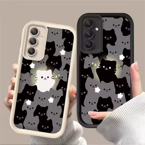 Lovely Cartoon Cat Case for Samsung Galaxy A55 A16 A25 A35 A15 A06 A05 A05S A24 A13 A23 A12 A22 A32 A52 A71 A51 4G Back Funda