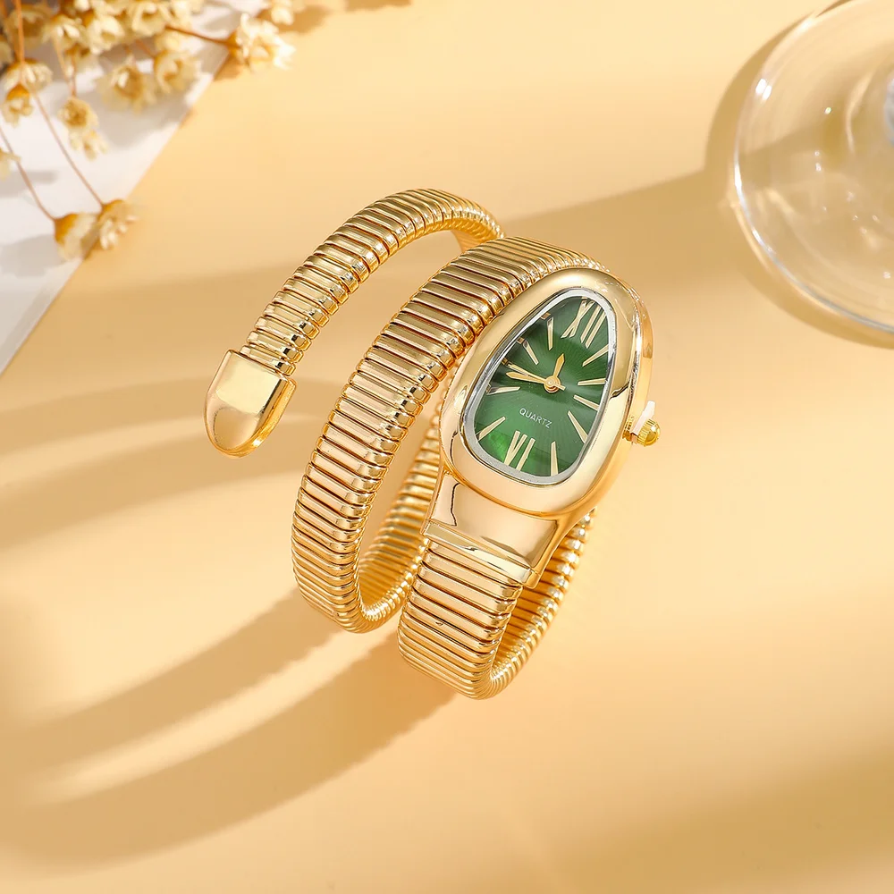 Luxurydiamondembedded Fashionable Snake-shape Bracelet Watch For Women Elegant Open Handbag Stylish European And American Design