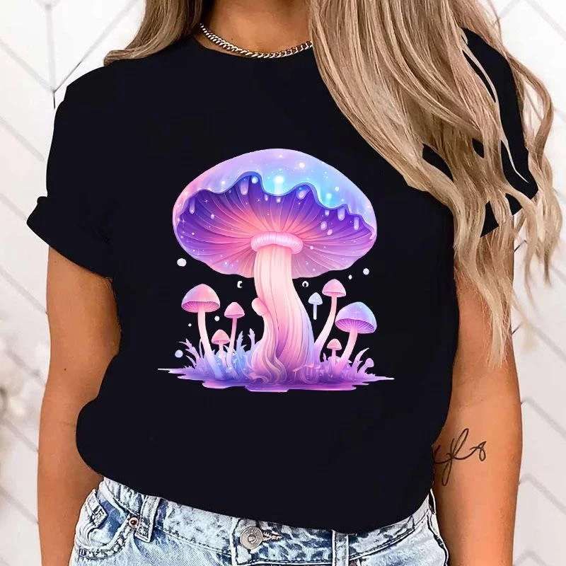 

Funny Mushroom Printed Shirt Women'S Casual Personality T-Shirt Unisex Summer Cute Mushroom T-Shirt Tops