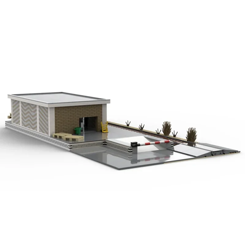 freight shed diorama bricks city scene modular building blocks warehouse transport cargo train railway station unloading mocChri