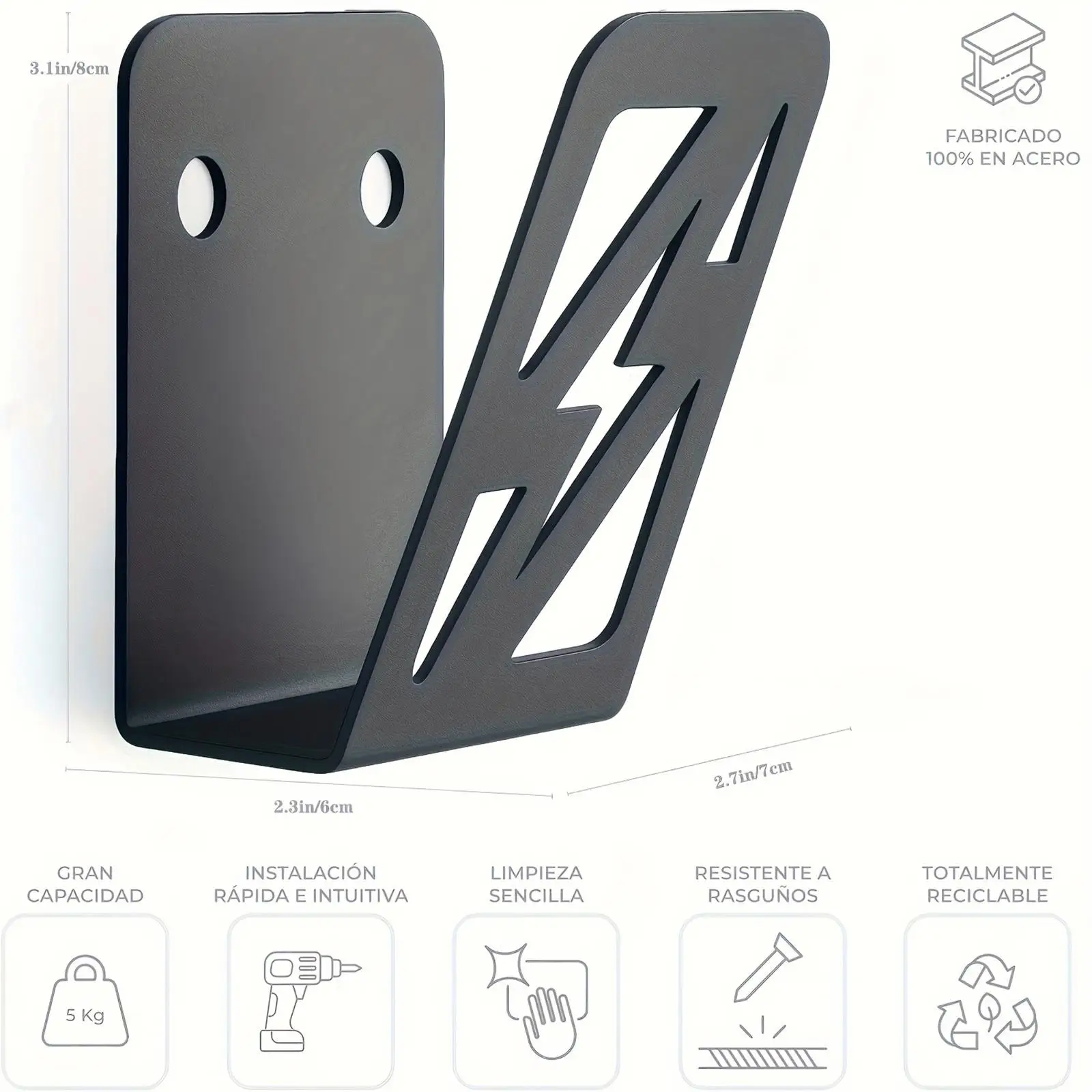 Picture 7: Wall Mounted EV Charger Cable Holder Heavy Duty Iron Hanger Electric Car Cord Organizer for Home Charging