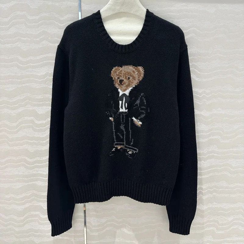 2025 Autumn/Winter New Women's Sweater Fashion Exquisite Cartoon Wearing Jacket Teddy Bear Cashmere Wool Pullover