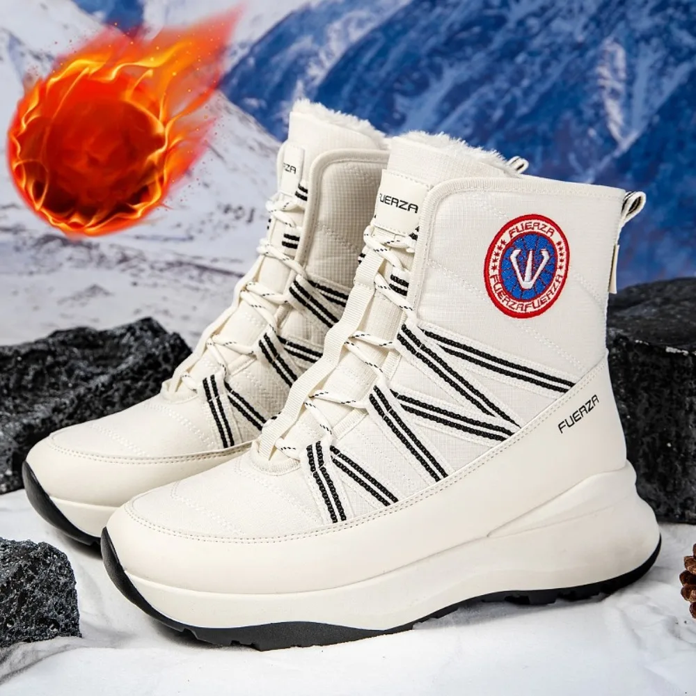 

unisex boots winter high top boots casual boots plush warm fashion versatile thick sole anti slip wear-resistant workwear boots