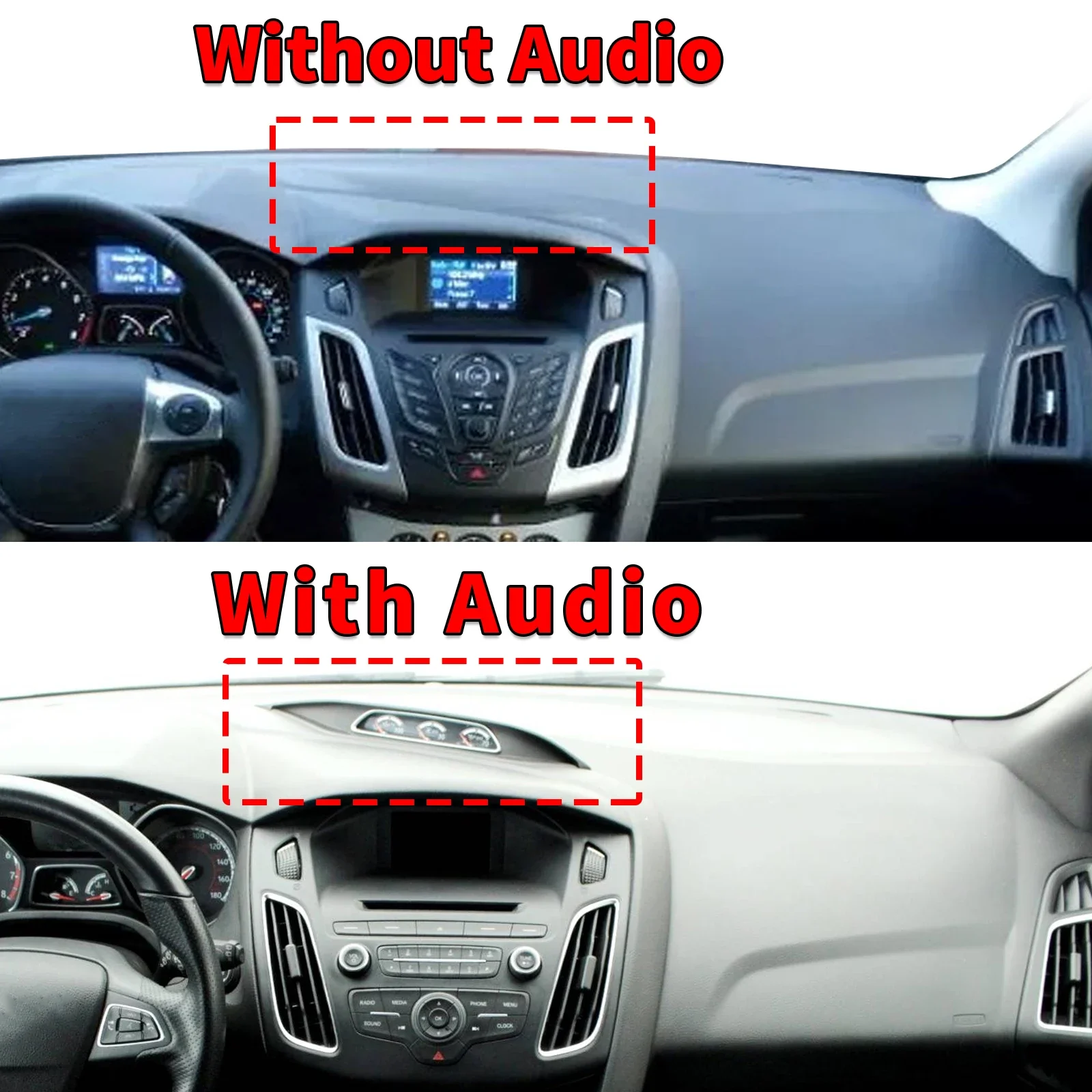 for Ford Focus 2011-2018 MK3 RS ST Dash Mat Dashboard Cover Dashmat Universal Anti-Reflection Heat Insulation Sun Protection