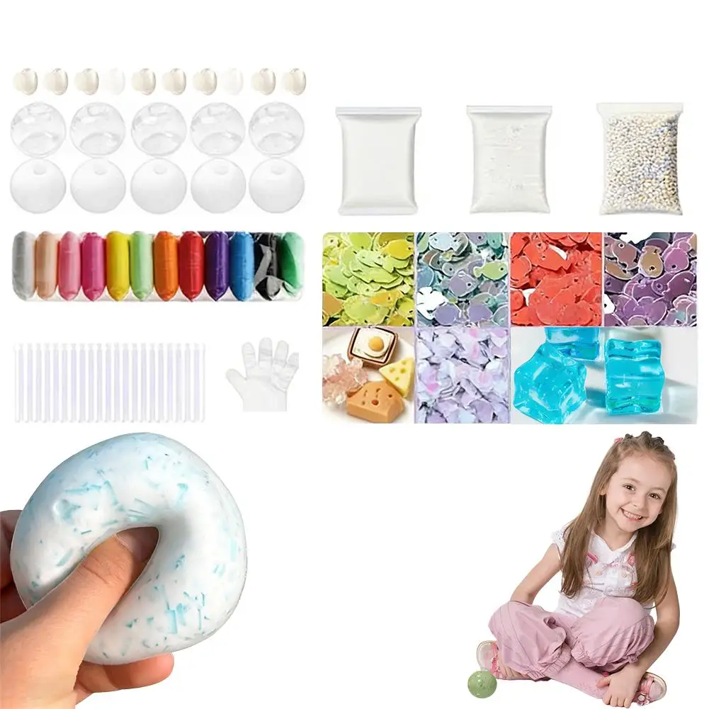 DIY Handmade Ball Stress Ball Making Kit Texture Handcrafted Party Anxiety Relief  Fidget Toys Pinch The Material Pack