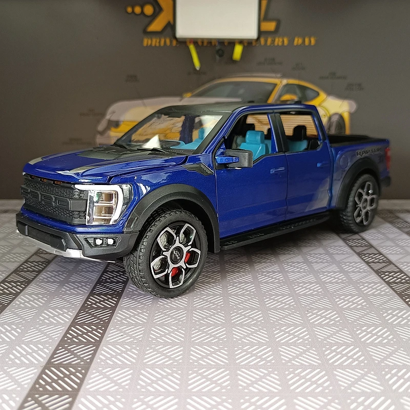 Simulación 1:20 Ford Raptor F-150 modelo de coche de aleación, puertas y capó de motor, el maletero se puede abrir, camioneta de vehículo todoterreno
