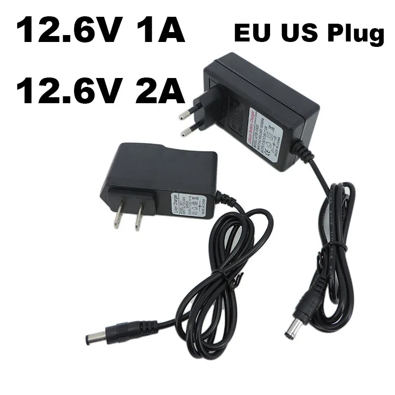 AC DC 12.6V 1A 2A charger 12 V Volt Power wall Adapter 5.5*2.5MM 12.6 V 2 A For 18650 lithium battery Pack EU US UK AU Plug A07