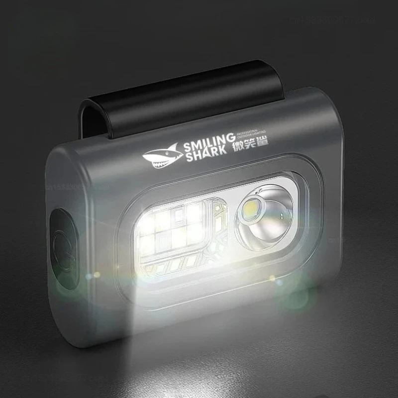 SMILING SHARK 懐中電灯 USB 充電式防水ヘッドトーチミニポータブル軽量アウトドアキャンプランニングライト