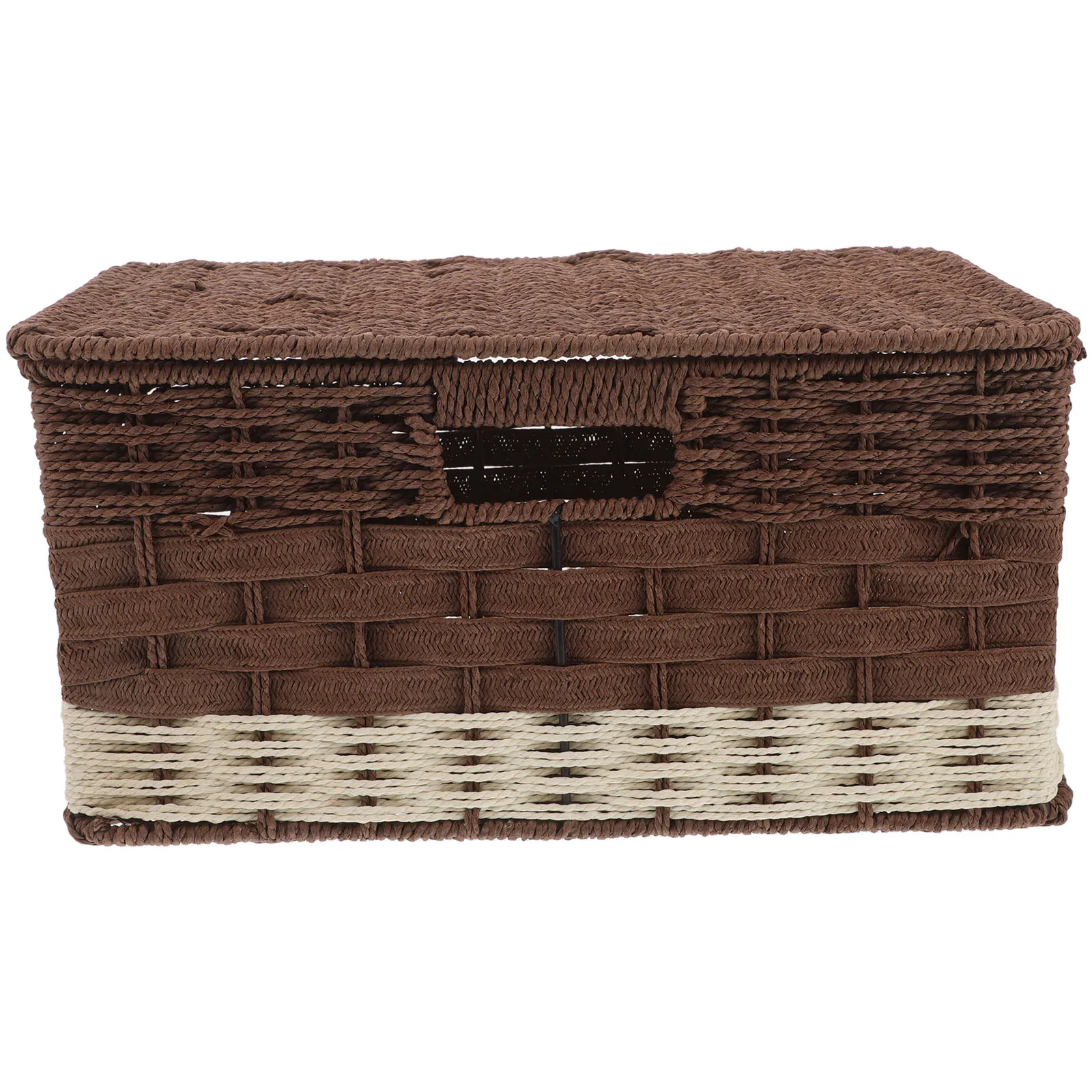 

Woven Storage Box Small Bin Lid Containers Book ganizer Basket Decorative Boxes Snacks Food Holder Household