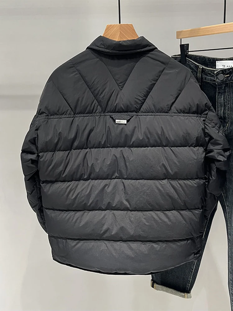 Lightweight Men's down Jaet Collared irt Sle Warmth Faionable Korean Sle Winter Outerwear Cotton Polyester Blend