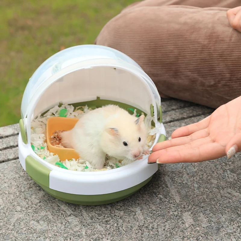

Plastic Hamster Travel Case With Running Wheel Water Bottle Bird Carrier Parrot Carrying Cage Portable Outgoing For Small Pets