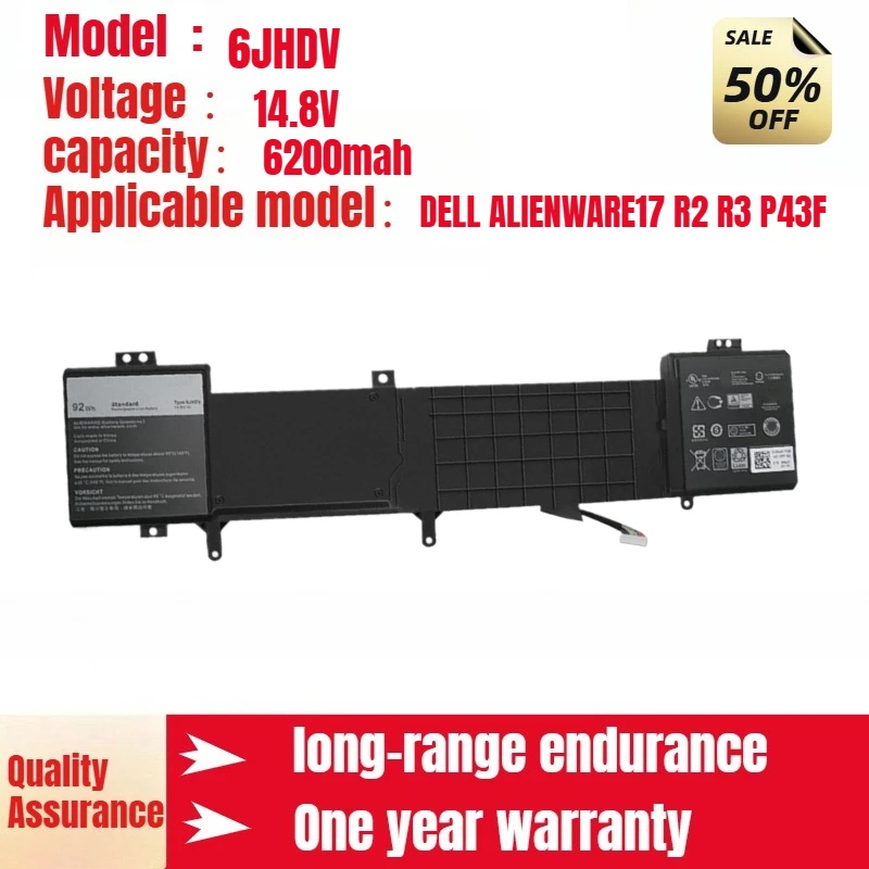 

Для DELL ALIENWARE17 R2 R3 P43F аккумулятор для ноутбука 6JHDV 14,8 В 6200 мАч