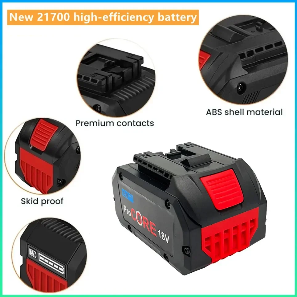 For Bosch 18V 8.0AH 6.0AH 10.0AH Professional Cordless Tool BAT609 BAT618 GBA18V80 21700 Battery ProCORE Replacement Battery