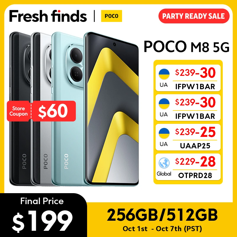 【월드 프리미어】POCO M8 5G 스마트폰 글로벌 버전 스냅드래곤 ®   6세대 3 6.77인치 120Hz 디스플레이 50MP 카메라 5520mAh 45W NFC