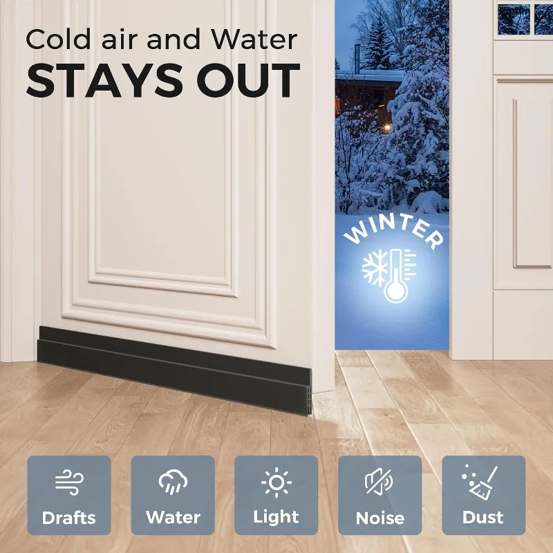 2 Pack Door Draft Stopper, Door Sweep, Weather Stripping Seal