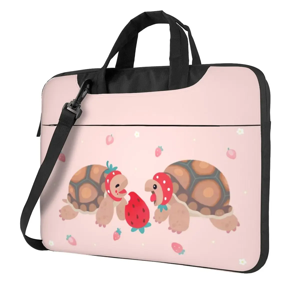 Tortoises Love Strawberries Crossbody Laptop Bag Case Computer Bag Resistant Protective Notebook Pouch for Macbook Pro Lenovo