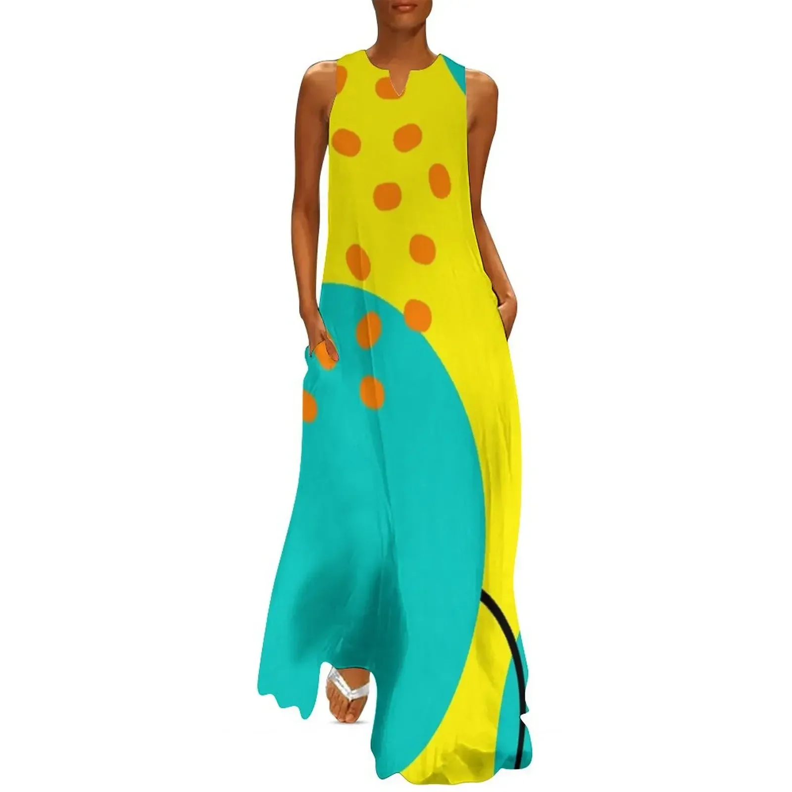 

Retro Colorful Abstract Pattern memphis Long Dress Long dresses Clothing female Female clothing party dresses women Dress