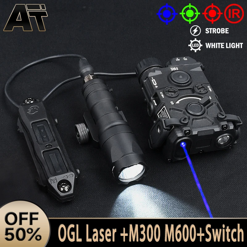 WADSN Tactical OGL Red Green Blue IR Strobe Laser Hunt White Light Scout M300 M600 Flashlight For 20MM Rail Airsoft Accessories