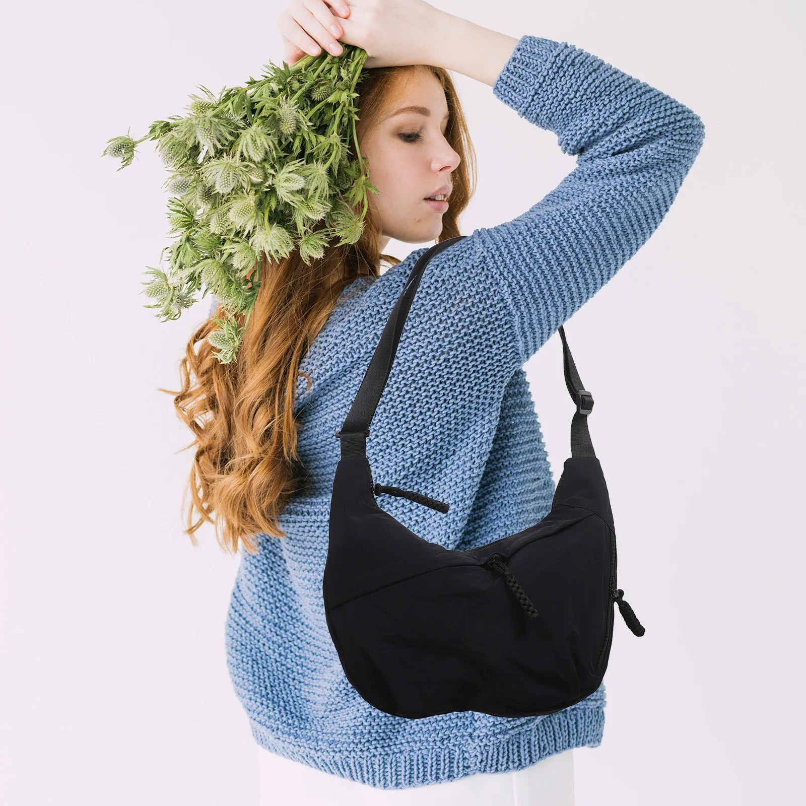 

Crescent Crossbody For Women Canvas Shoulder Sling Bag Trendy Lightweight Casual Purse Fashion Underarm Bag Black Laptop