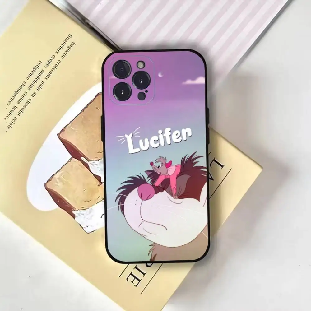 حافظة هاتف L-Lucifer Cat2 لهاتف iPhone16,15,14,13,12,11 Plus,Pro Max,XS,X,XR,SE,Mini,8,7,غطاء أسود ناعم
