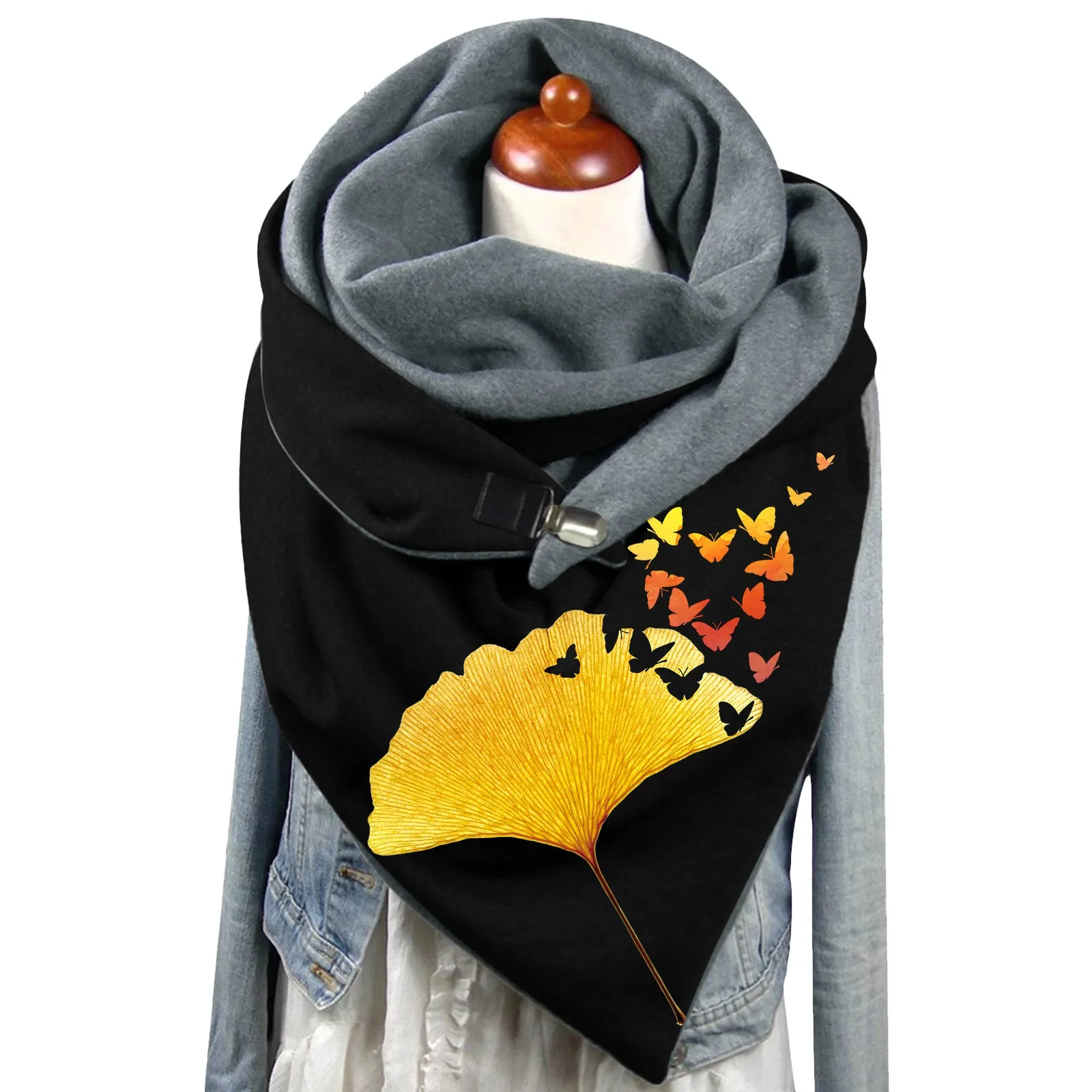 Winter Warm Scarf Womens Vintage Print Scarves Fashion Winter Warm Shawls Wraps Scarves Button Up Casual Scarf Foulard Femme