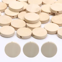 10-30pcs 15/20/25mm Flat Round Natural Wood Beads Loose Spacer Wooden Beads For Jewelry Making Diy Bracelet Necklace Accessories