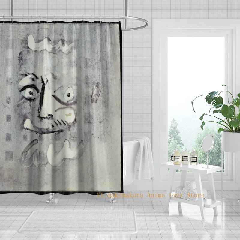 Não há necessidade de perfurar furos, fácil instalação, economia de tempo e economia de trabalho, cortina de chuveiro com padrão de personagens de anime abstrato