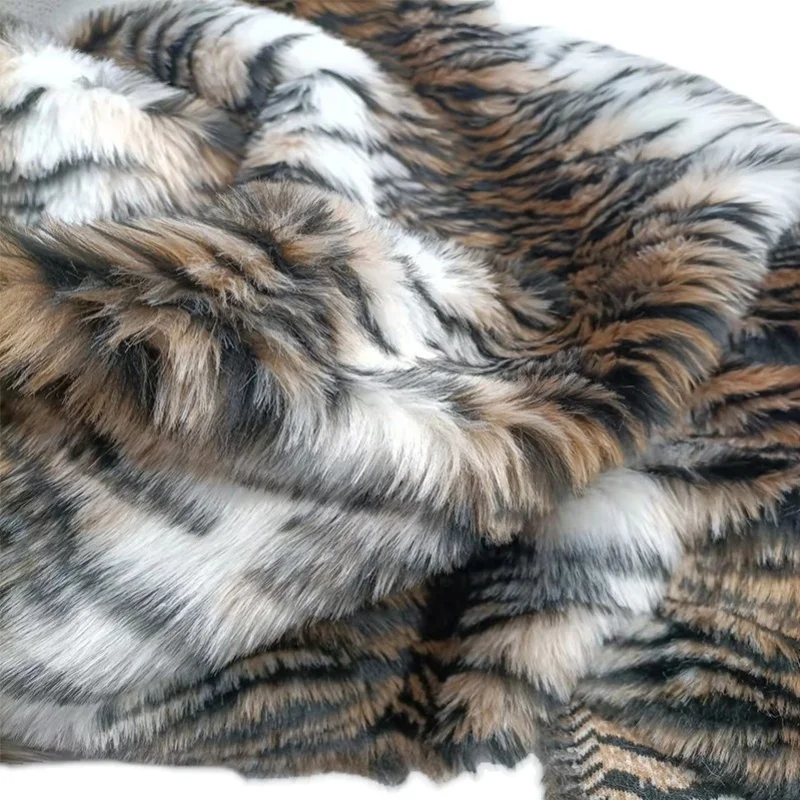 tiger pattern 2cm plush faux fur fabric imitation fur performance clothing faux fur fabric for patchwork