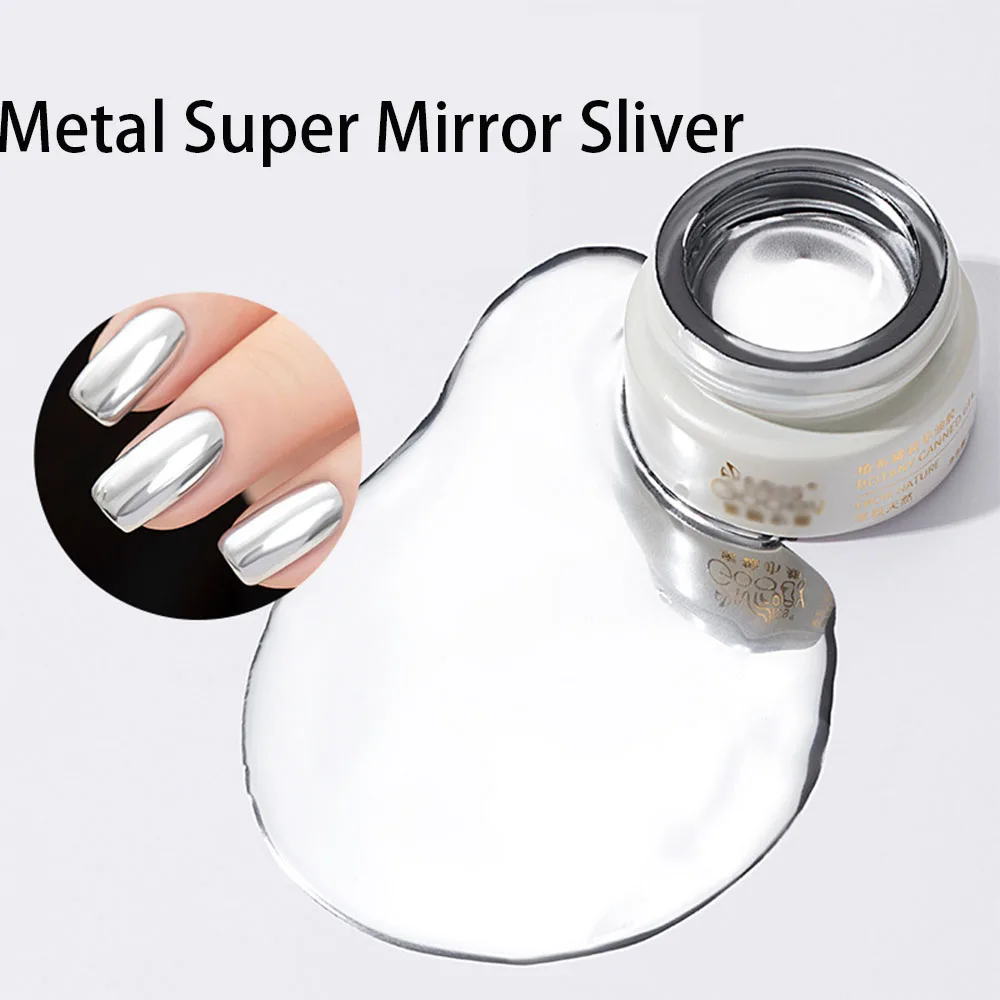 1Jar Mirror Metal Nail Gel Polish Glossy Painted Metallic Sliver French Soak Off Painting Drawing UV Manicure Gel&6611