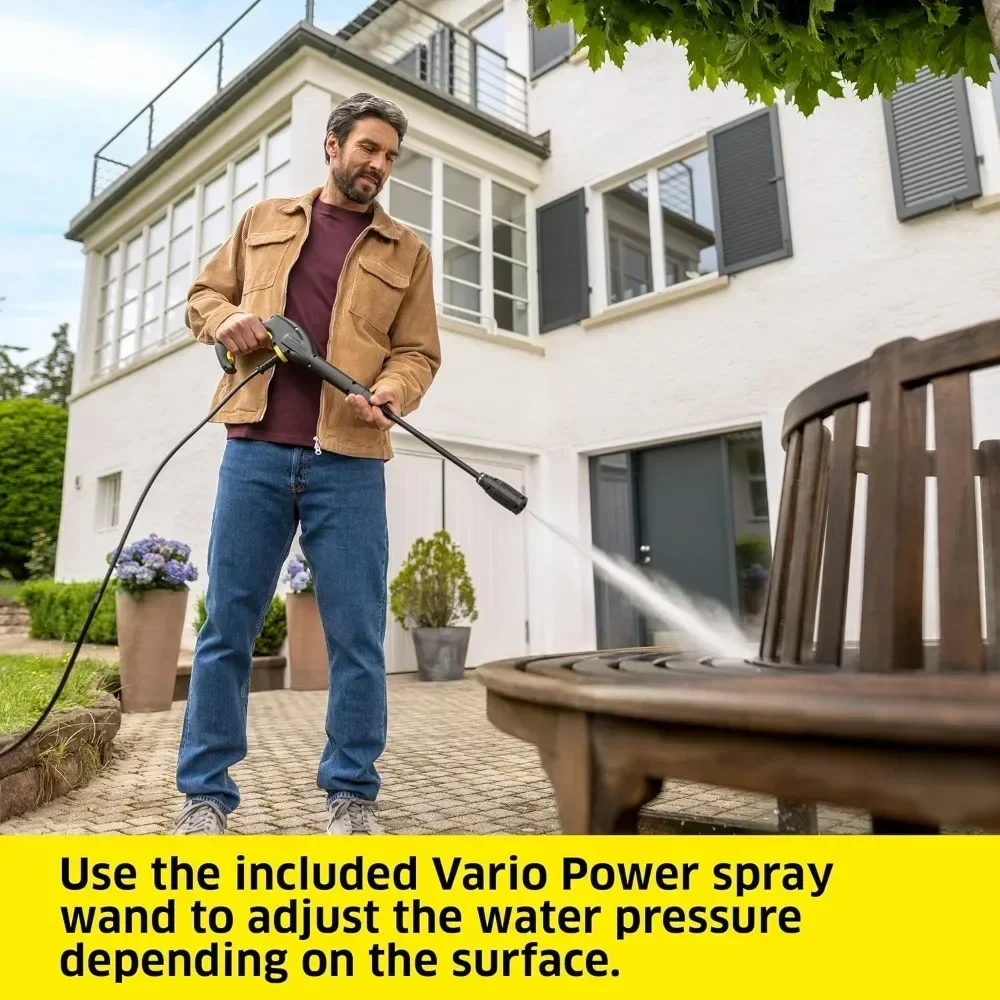 

Популярная мойка высокого давления Karcher K2 с насадкой Vario Power Spray для очистки автомобилей, уличных поверхностей и внешних территорий дома.