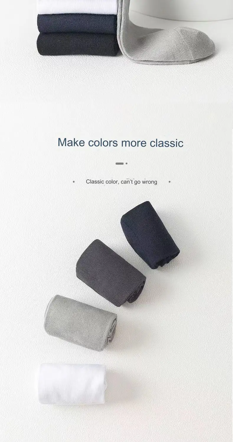 5 Paar neue Herren-Socken aus Bambusfaser, hochwertige einfarbige lange Business-Herrensocken, modische, atmungsaktive schwarze Freizeitsocken – Detail 7