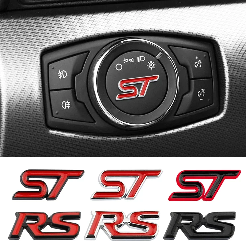 1pcs 3D letter Metal Red Blue ST RS logo Sticker Car Emblem Badge Chrome Sticker Auto Car Styling Accessories