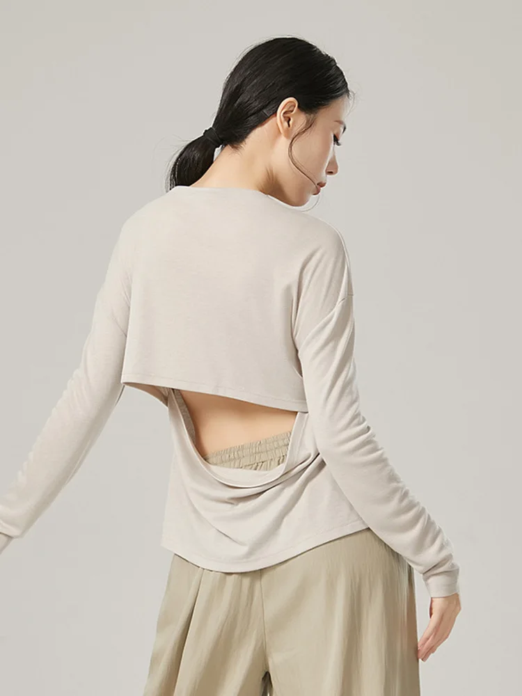 

Modern Dance Classical Tops Modern Long Sleeved Hoodies Daily Dance Slimming Practice Clothes Back Slit Modern Dance Clothing
