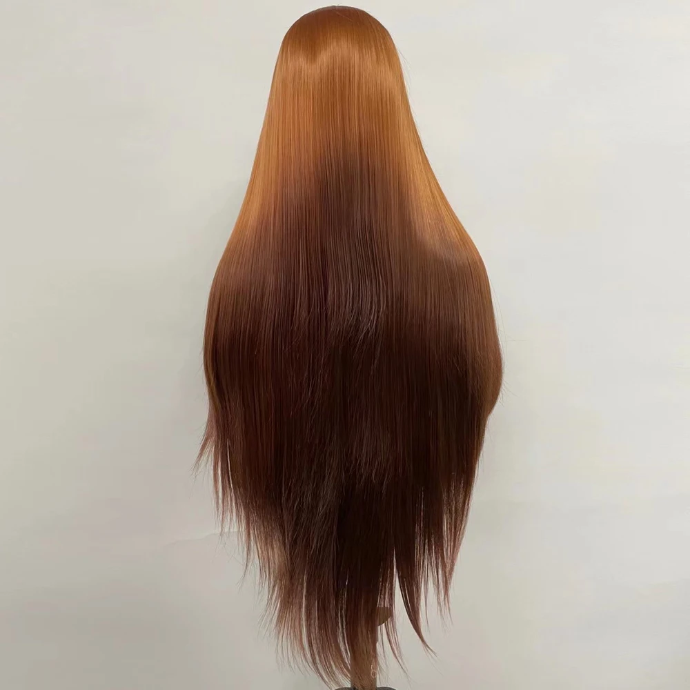 Peruca dianteira de renda sintética para mulheres, cabelo liso longo livre, cosplay de festa, fibra de alta temperatura anime