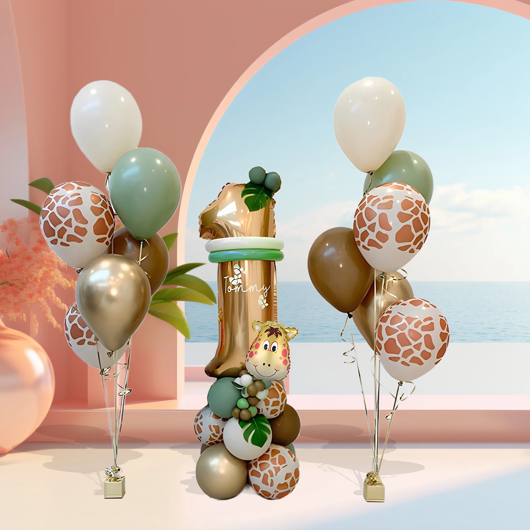 33pcs Green Jungle Giraffe Balloon Birthday Party Decoration Balloon Birthday Party Age Numbers 1-9 Balloon image 4