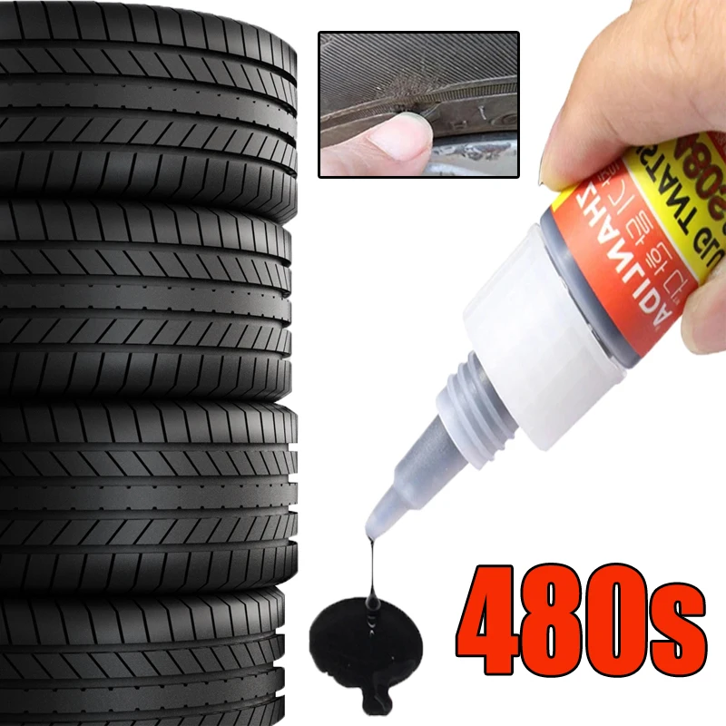 480s Car Wheel Tire Repair Instant Glue Mighty Seal Fast Black Glue Waterproof Auto Repair Sealant Tools