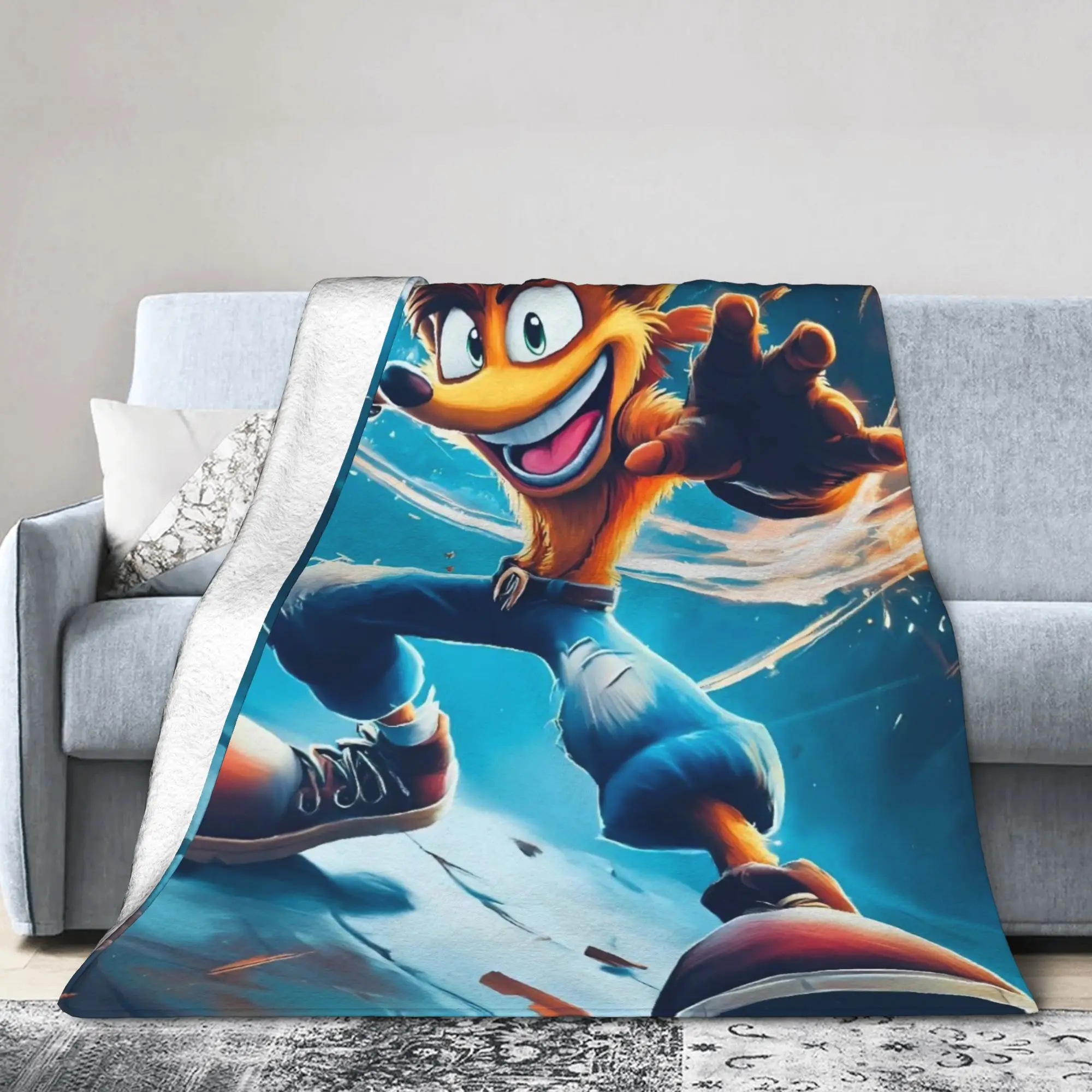 Crashed Game Bandicoots Velvet Throw Blanket  Blanket for Sofa Travel Super Warm Bedroom Quilt